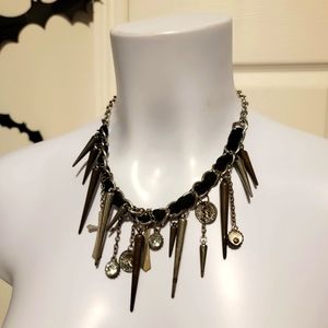 Spikes and charms choker chain necklace